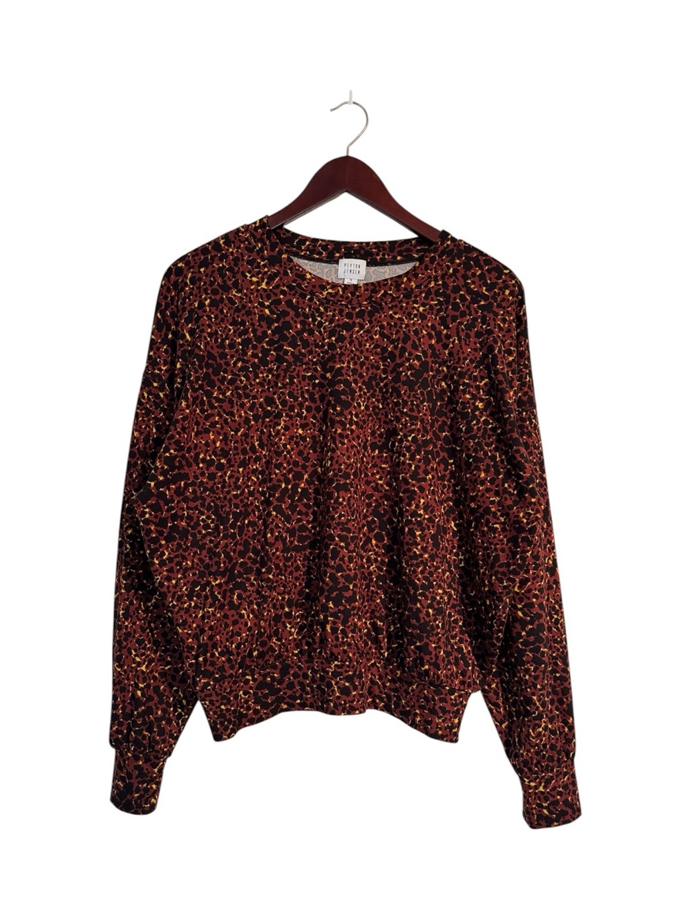 Peyton Jensen Leopard Print Long Sleeve Top Size Small Brown Animal Print
